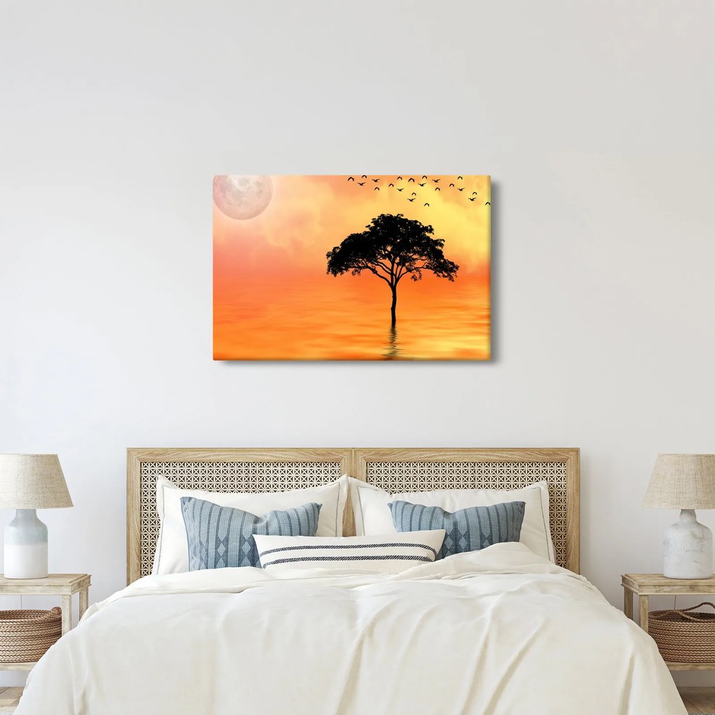 Tablou cu copac în apus de soare (90x60 cm)