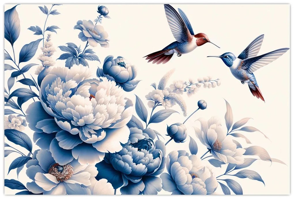 Tablou - Colibri deasupra florii (90x60 cm)