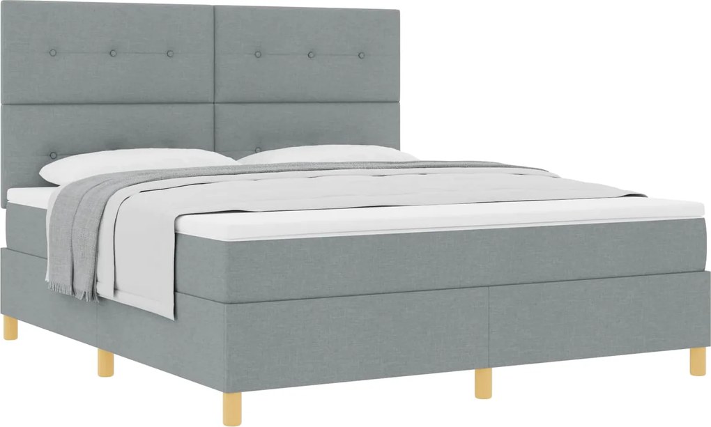 vidaXL Pat cu arcuri cu saltea Gri deschis 180 x 200 cm țesătură