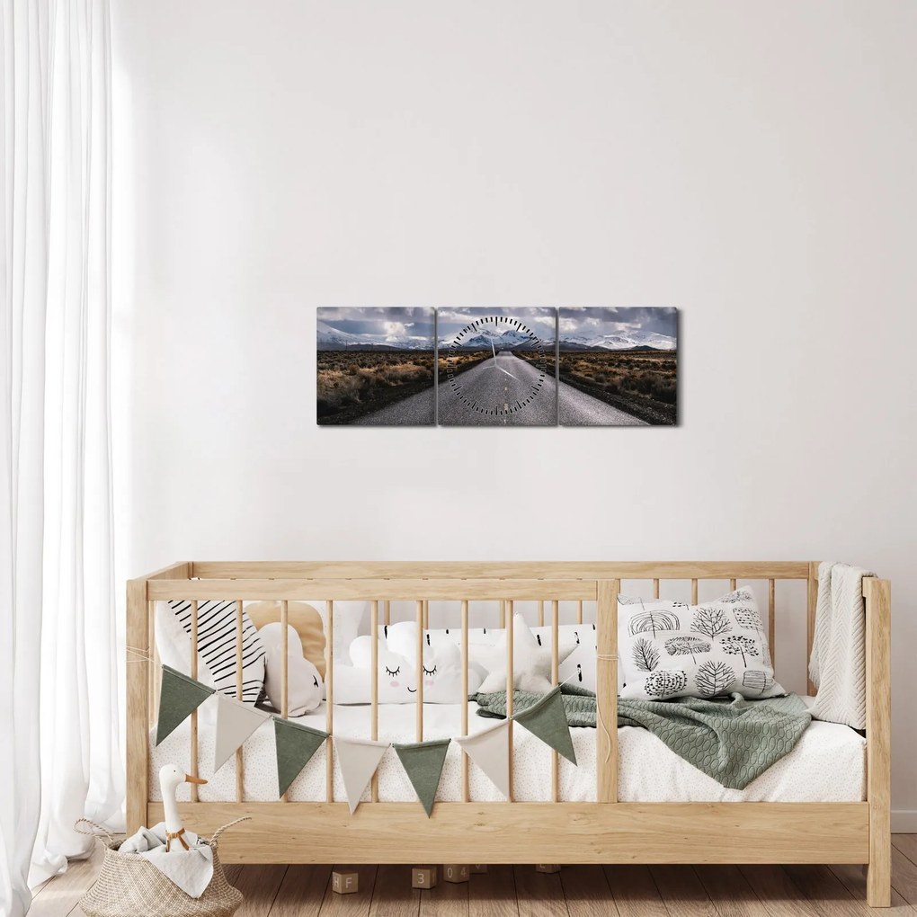 Tablou drumului în deșert (cu ceas) (90x30 cm)