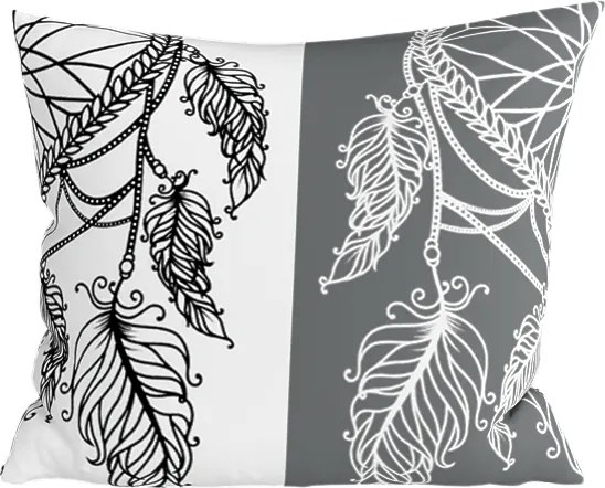 Husa de perna din bumbac TIRSO POLY 45x45 cm, gri-alb