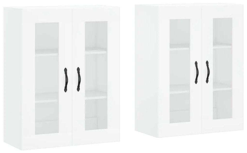 vidaXL Dulapuri montate pe perete, 2 buc, alb, lemn prelucrat