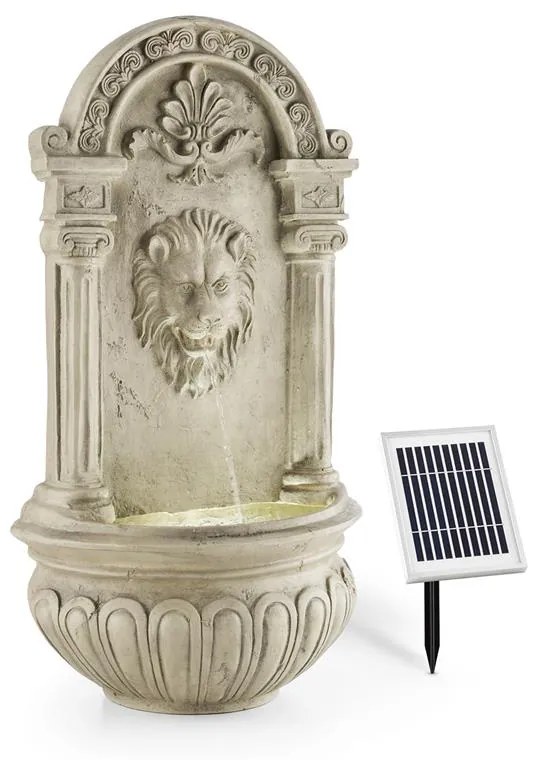 Blumfeldt Lowenstein, fântână de grădină ornamentală, fântănă de perete, 2W, LED-uri solare, aspect de piatră, polyresin