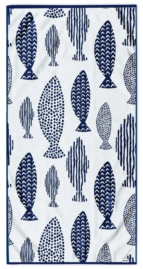 Prosop de plajă albastru închis 90x180 cm Fish – DecoKing