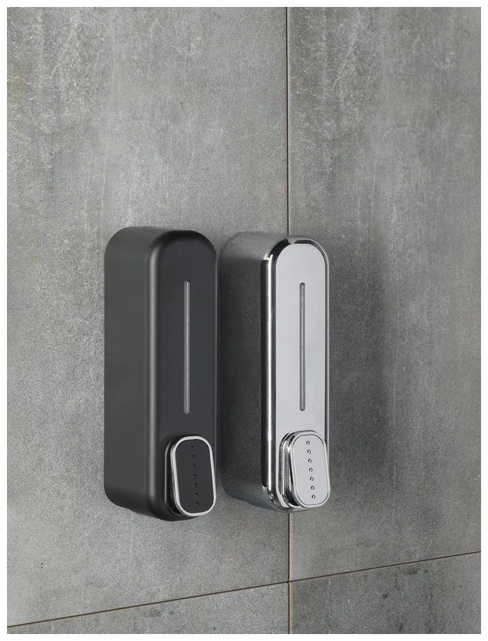 Dozator de săpun lichid argintiu lucios de montat pe perete din plastic 350 ml Aqualine Mullet – Sapho