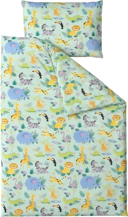 Lenjerie de pat din bumbac pentru patut JUNGLE JOY colorata Dimensiune lenjerie de pat: 40 x 60 cm | 100 x 135 cm