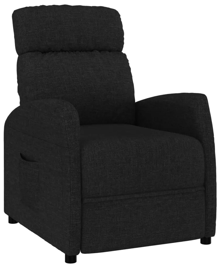 289698 vidaXL Fotoliu rabatabil, negru, material textil