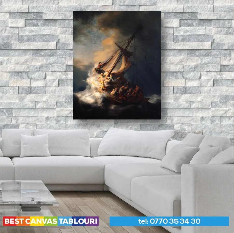 Tablou canvas Furtuna de pe Marea Galileei - Rembrandt - 120x80cm