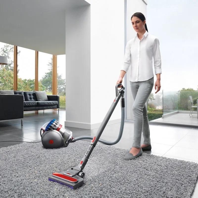 Aspirator fara sac Dyson Cinetic BigBall Absolute 2 447250-01, 700 W, 150 AW, 0,8 l, 35 cicloni, Redresare automata in caz de rasturnare, 5 accesorii, Nichel/Albastru