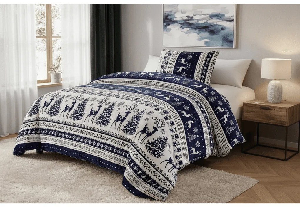 Lenjerie cocolino WINTER DEER VELVET albastru