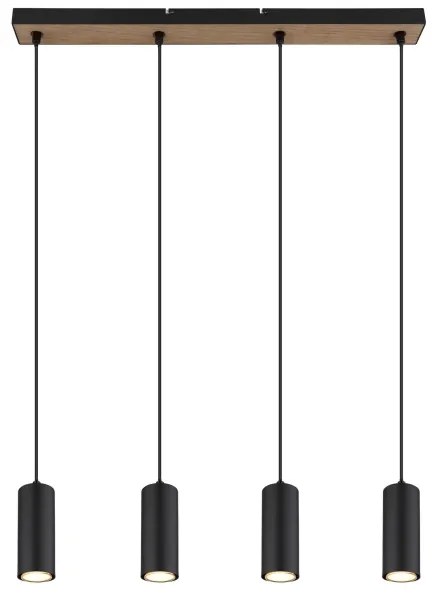 Lustră pe cablu ROBBY 4xGU10/35W/230V negru/maro Globo 57911-4HBW