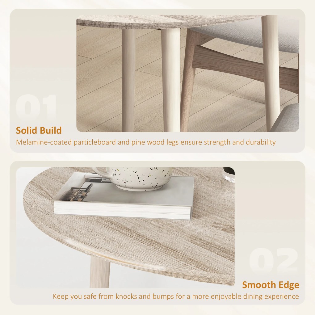 HOMCOM Masa Plianta, Masa Rotunda cu Panouri Rotunde, Masa de Bucatarie Mica pentru Economisirea Spatiului, Natur | Aosom Romania