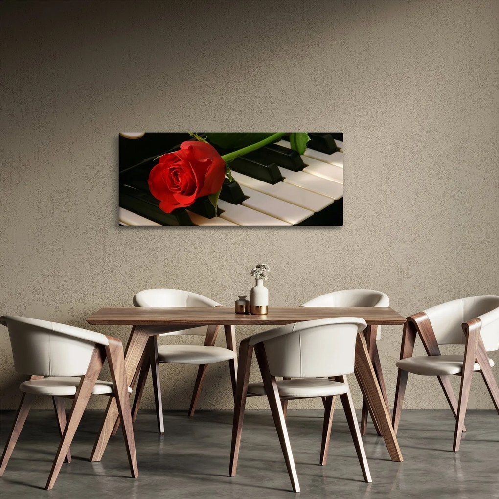 Tablou - Pian și trandafiri (120x50 cm)