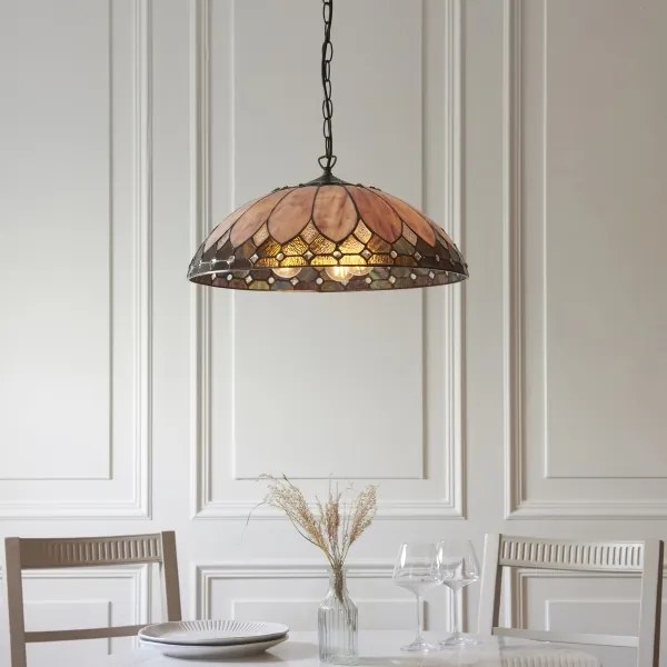 Endon 111929 - Lustru cu lanț Tiffany BROOKLYN 3xE27/10W/230V Ø 50 cm