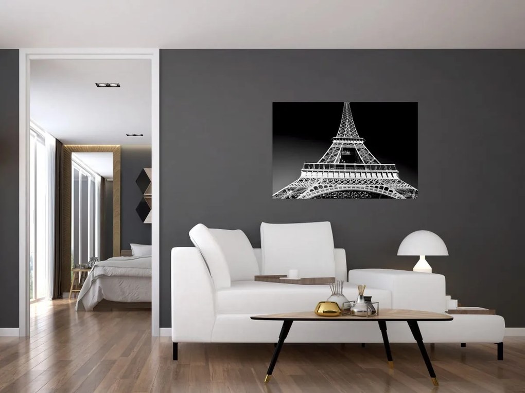 Tablou - Turnul Eiffel, alb-negru (90x60 cm)