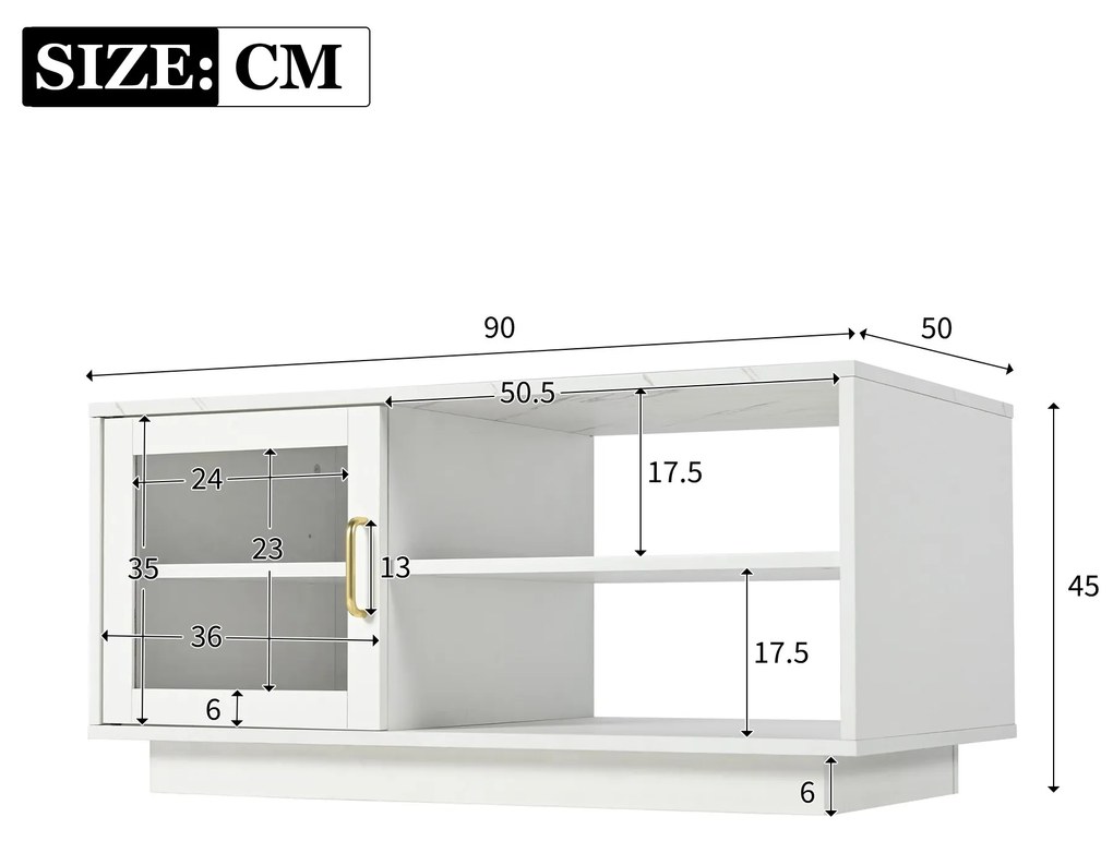 Măsuță de Cafea Modernă cu LED Luminos și Telecomandă, Suprafață Lucioasă și Compartiment de Depozitare, 90x50x43 cm, Alb