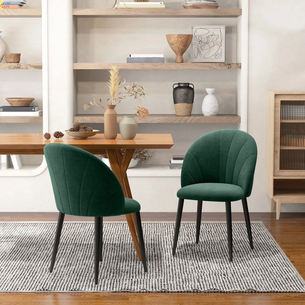 HOMCOM Set de 2 Scaune Căptușite fără Cotiere, Scaune pentru Sufrageri sau Bucatarie, 50x54x80 cm, Verde | Aosom Romania