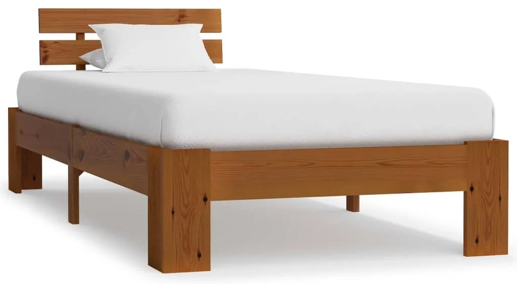 vidaXL Cadru de pat, maro miere, 90 x 200 cm, lemn masiv de pin