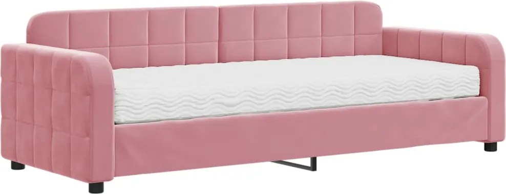 vidaXL Pat de zi cu saltea, roz, 80x200 cm, catifea
