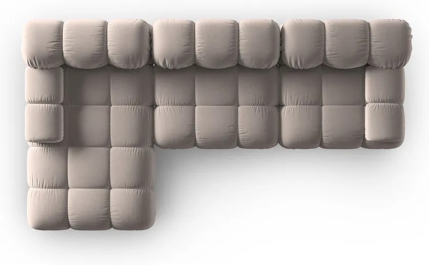 Colțar modular maro deschis cu tapițerie din catifea (cu colț pe partea stângă ) Bellis – Micadoni