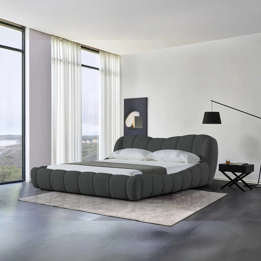 Pat dormitor dumonde, tapitat gri Royal 180x200 cm
