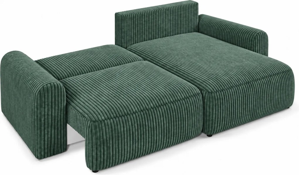 Canapea extensibila reversibila in forma de L NORDEN TILIA 250x140 cm, verde
