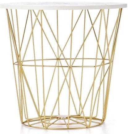 Măsuță de cafea HARISSA 41x42 cm auriu/alb decor marmorat