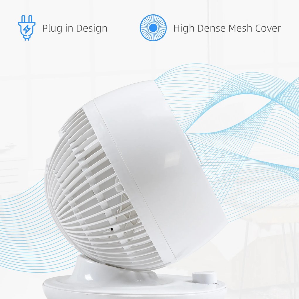 HOMCOM Ventilator cu Oscilare 70° și Înclinare 90°, 3 Viteze, Flux Aer Puternic, Design Modern | Aosom Romania