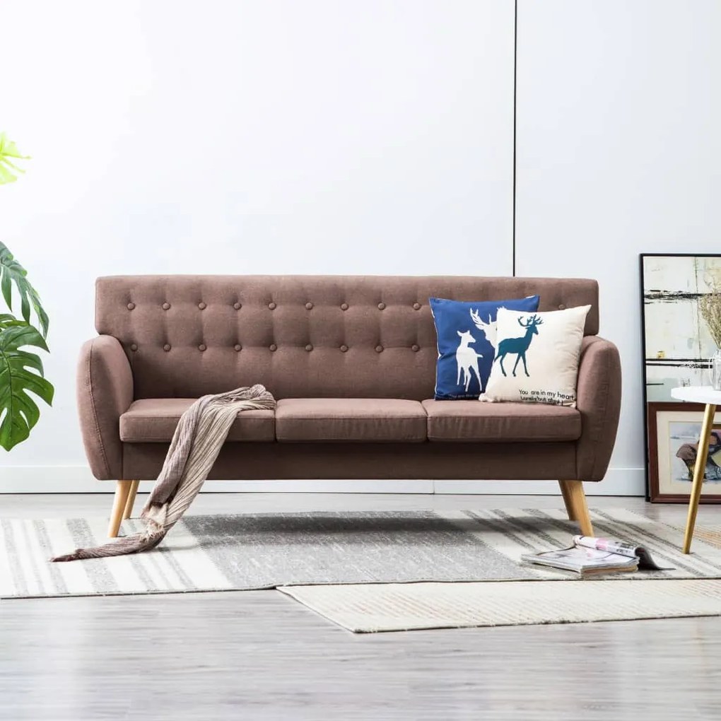 vidaXL Canapea cu 3 locuri, material textil, 172 x 70 x 82 cm, maro