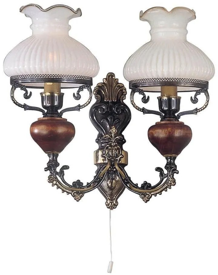 Aplica de perete cu 2 brate design italian din alama cu lemn 634