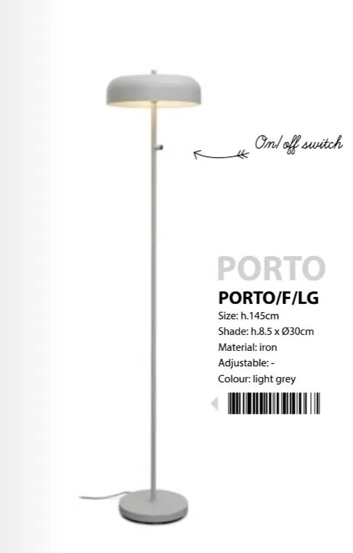 Lampadar/Lampa de podea din metal Porto gri