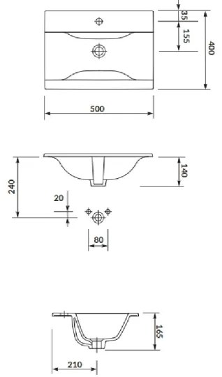 Cersanit S801-458 - Dulap suspendat de baie cu lavoar NIKO 50x40 cm nuc