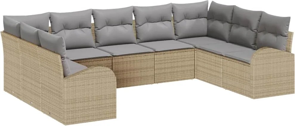 vidaXL Set de canapea cu pernă 9 pcs Bej Poli Rattan