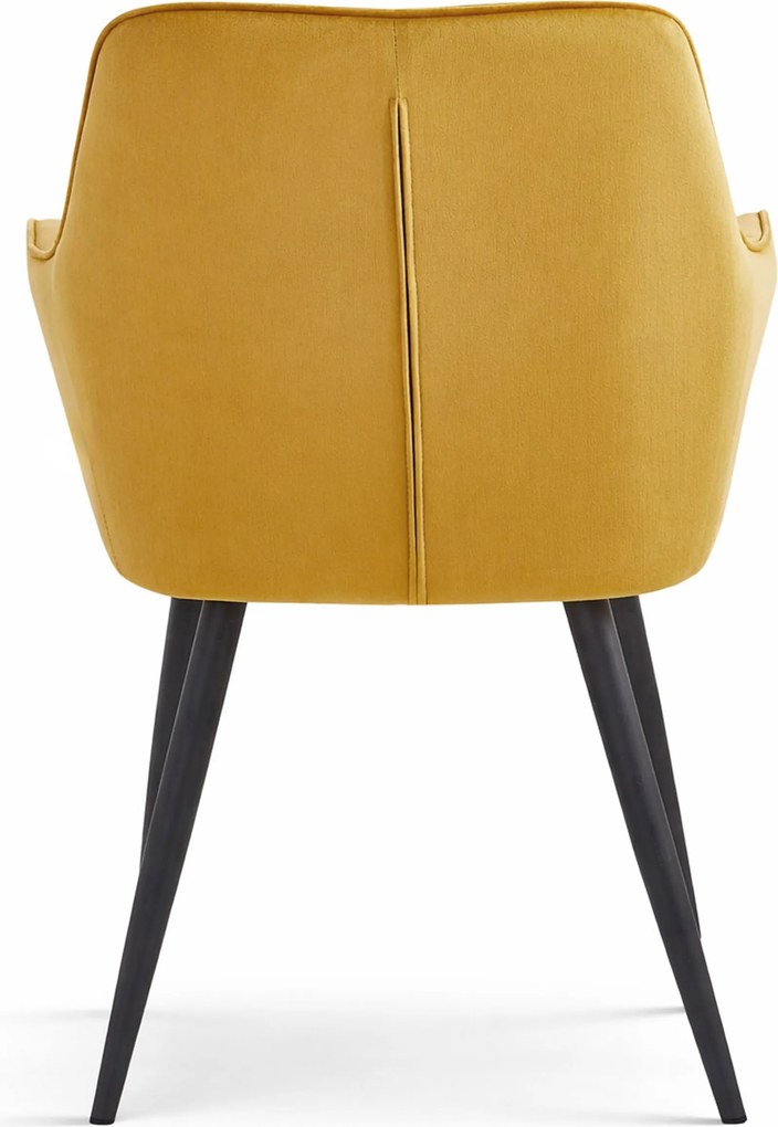 Scaun de masă VARSI VELVET cu picioare negre, mustar