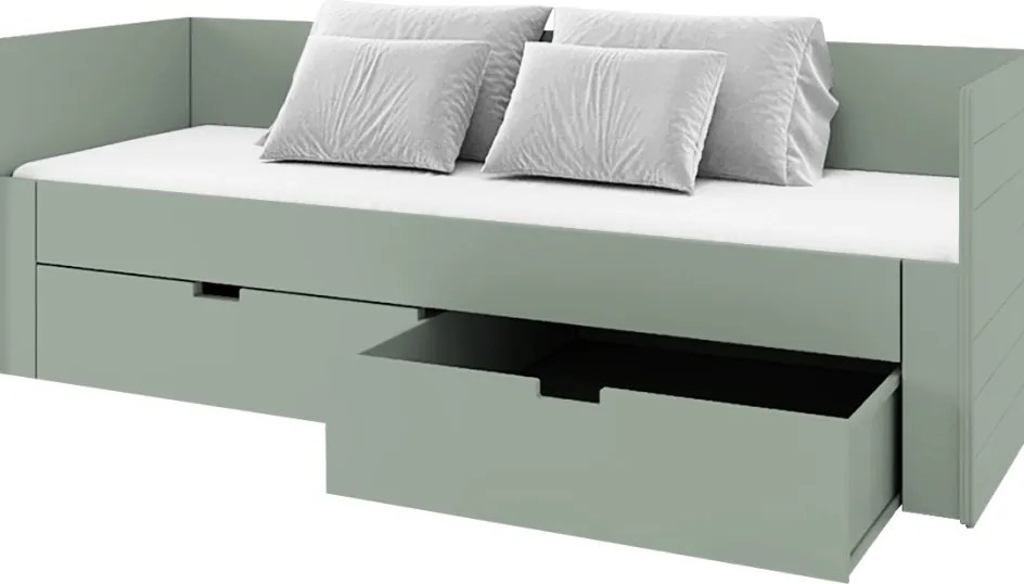 Patul extensibil, verde-gri, 90/180x200, ANTONY