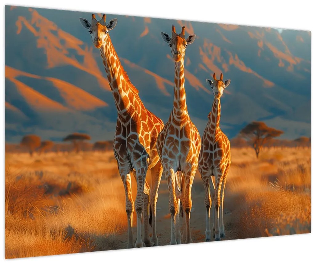 Tablou - Girafe pe pășune (90x60 cm)