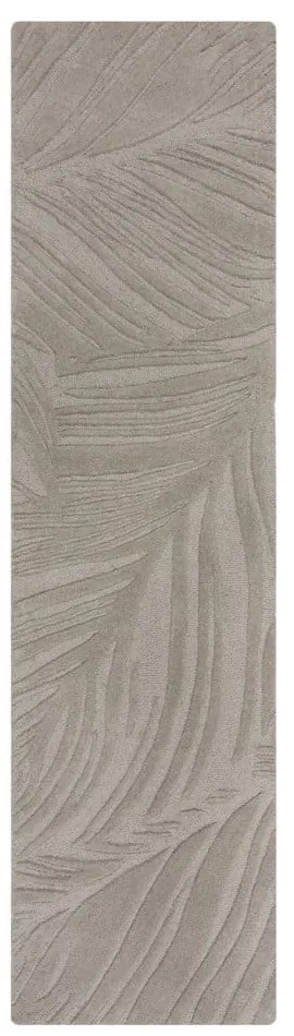 Covor gri deschis tip traversă din lână 60x230 cm Lino Leaf – Flair Rugs