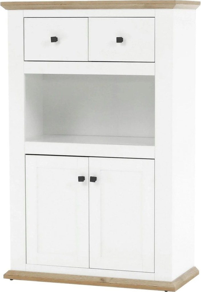 Comoda LEON MZ8, DTD laminat, alb/stejar grand, 85x40x130 cm
