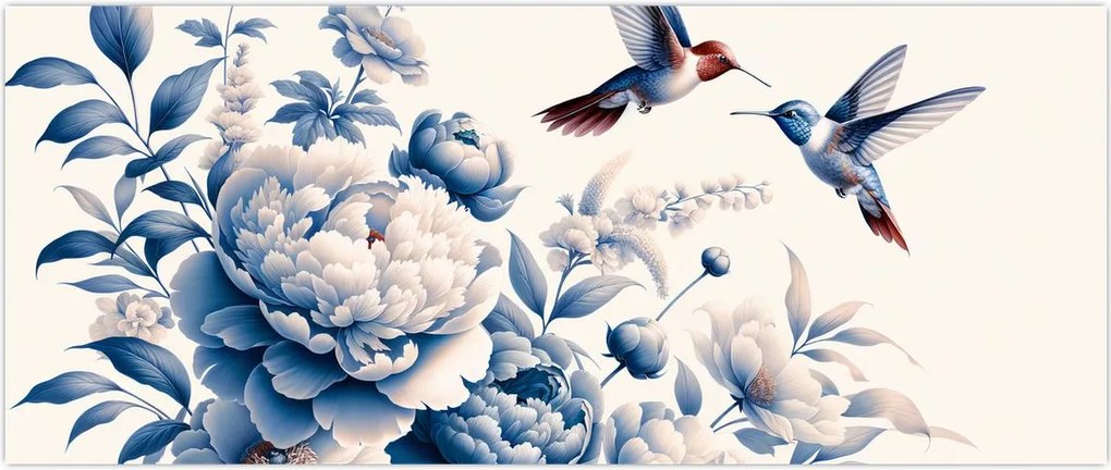 Tablou - Colibri deasupra florii (120x50 cm)