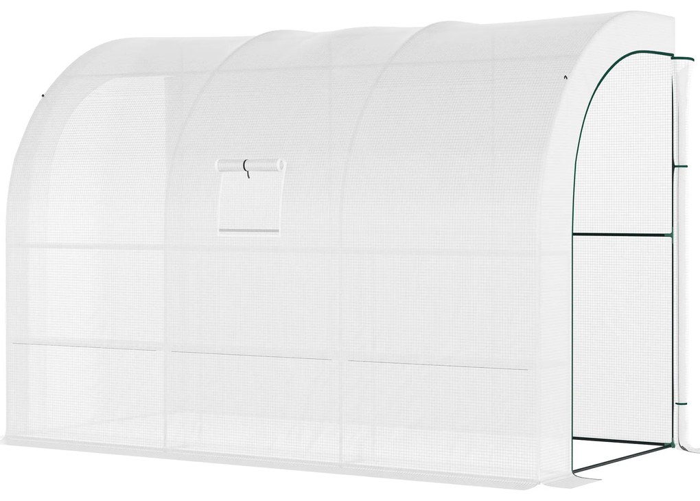 Seră de gradina Outsunny cu acoperire din plastic, rezistenta la UV, 3 etaje, usi cu fermoar, alb | Aosom Romania