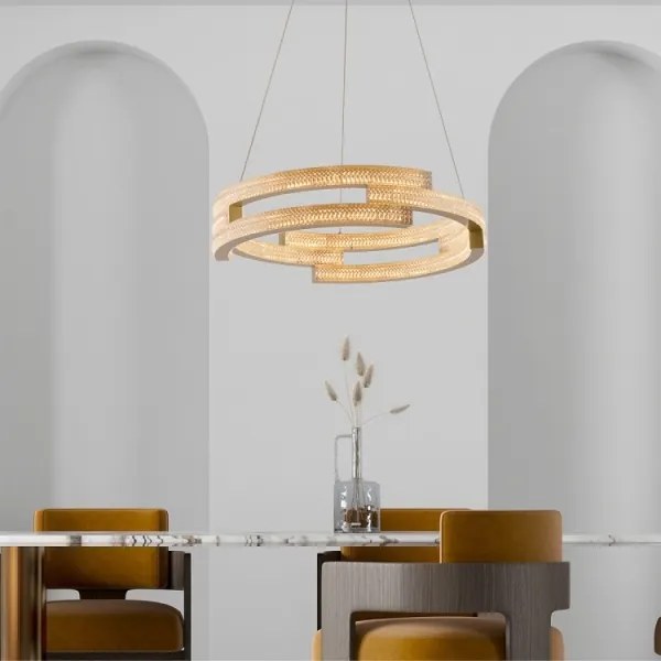 Lustră LED suspendată pe cablu TARJA, LED/36W/230V, 3000/4000/6000K, Ø 60 cm, auriu