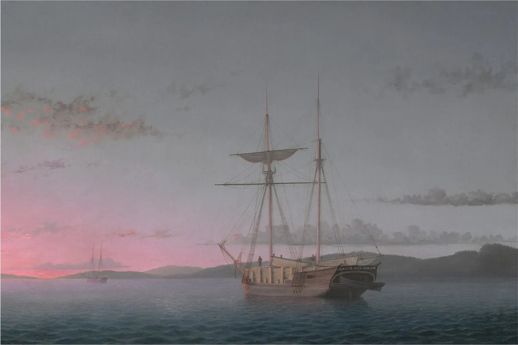 Tablou - Fitz Henry Lane, Lumber Schooners at Evening on Penobscot Bay, reproducere (90x60 cm)
