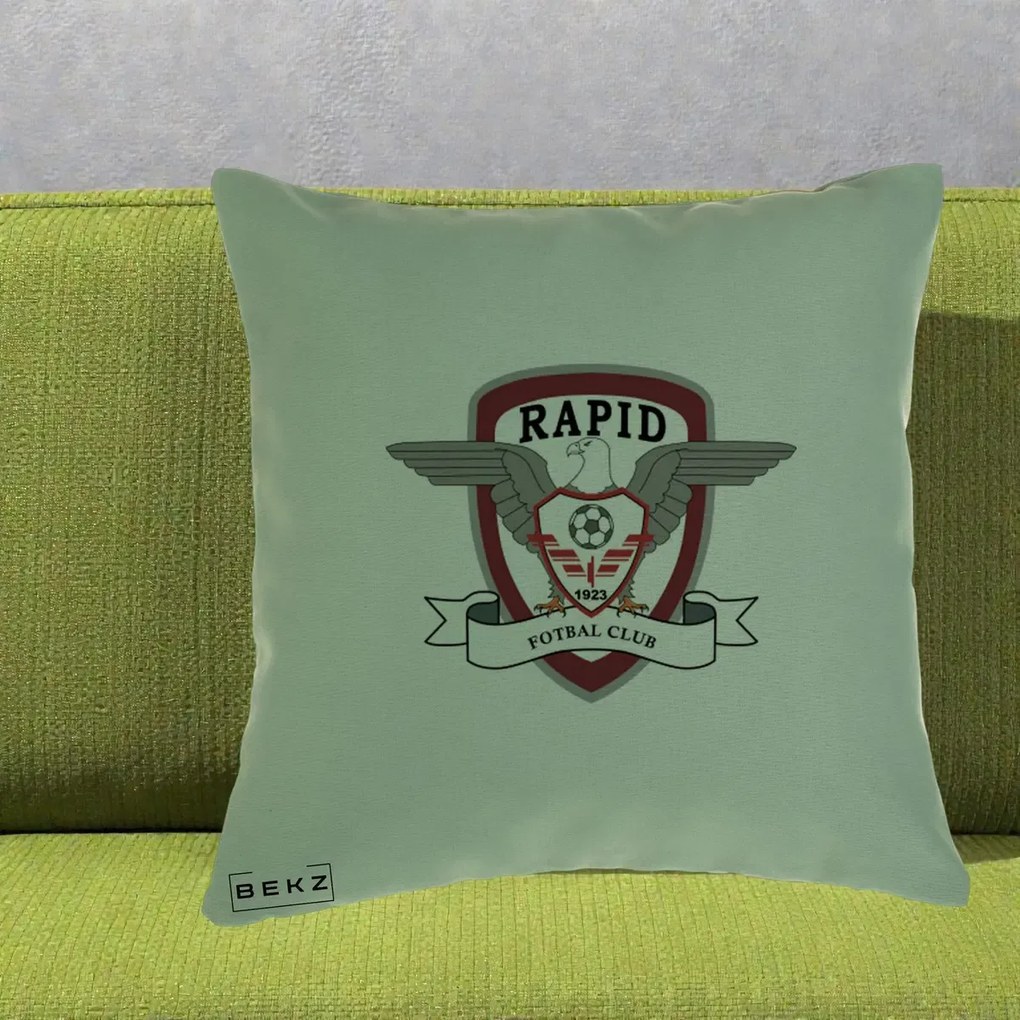 Perna Personalizata Rapid Fotbal Club 1923, 40x40 cm, Verde, Husa Detasabila, Perna Inclusa, BEKZ®