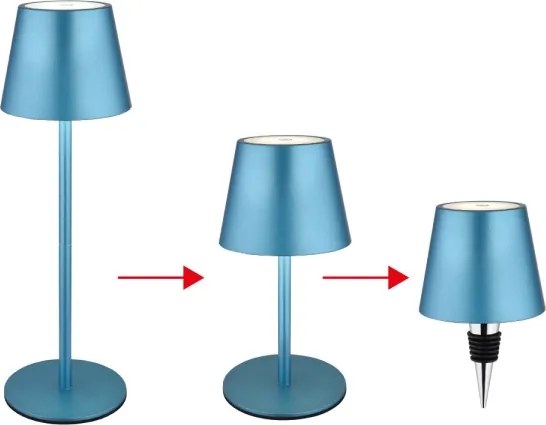 Globo 58488BL-LED Lampă de masă VANNIE, reîncărcabilă, cu control tactil și reglare a luminozității, pentru exterior 3W/5V IP54 1800mAh albastră