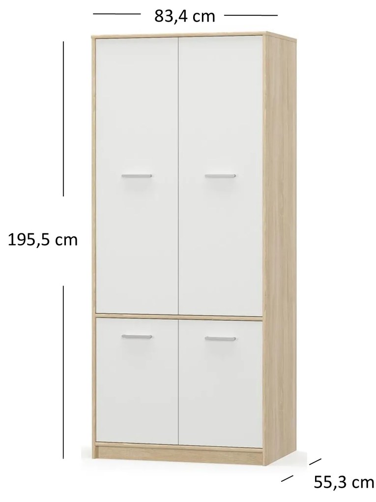 Dulap de haine Terrell (Stejar sonoma + alb). 1053289