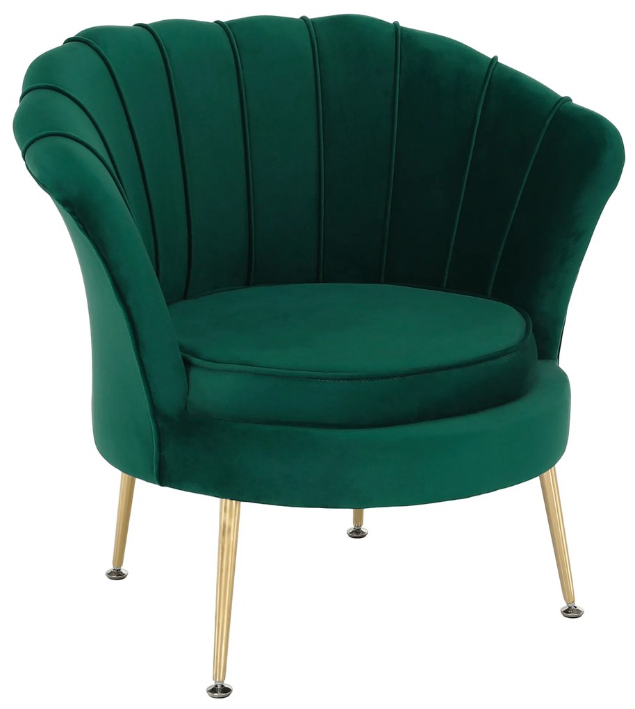 Fotoliu în stil Art-deco, catifea Velvet smarald/crom auriu, NOBLIN NEW