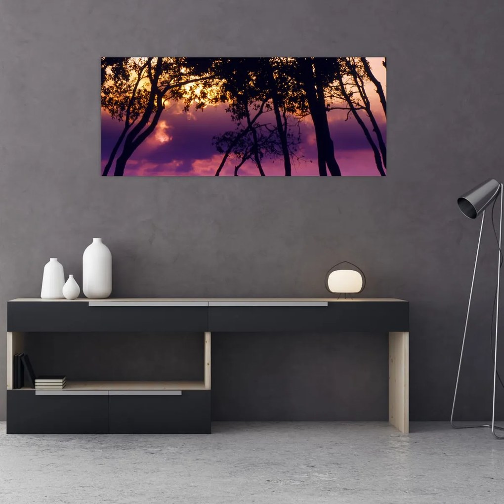Tablou - Copaci la apus de soare (120x50 cm)