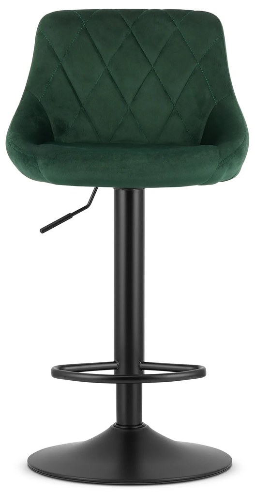 Scaun de bar verde VELVET KAST cu picior negru