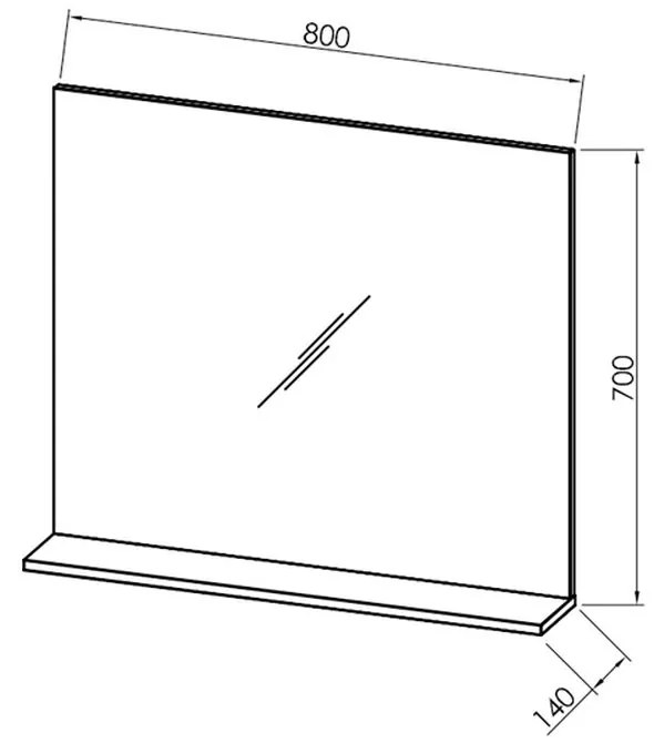 Oglinda baie 80 cm cu etajera alba Kolpasan, Evelin 800x700x140 mm, Alb