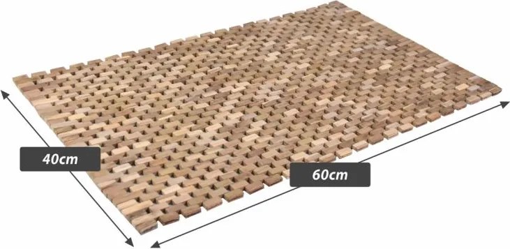 Preș antiderapant, tec, natural, 60 x 40 cm.